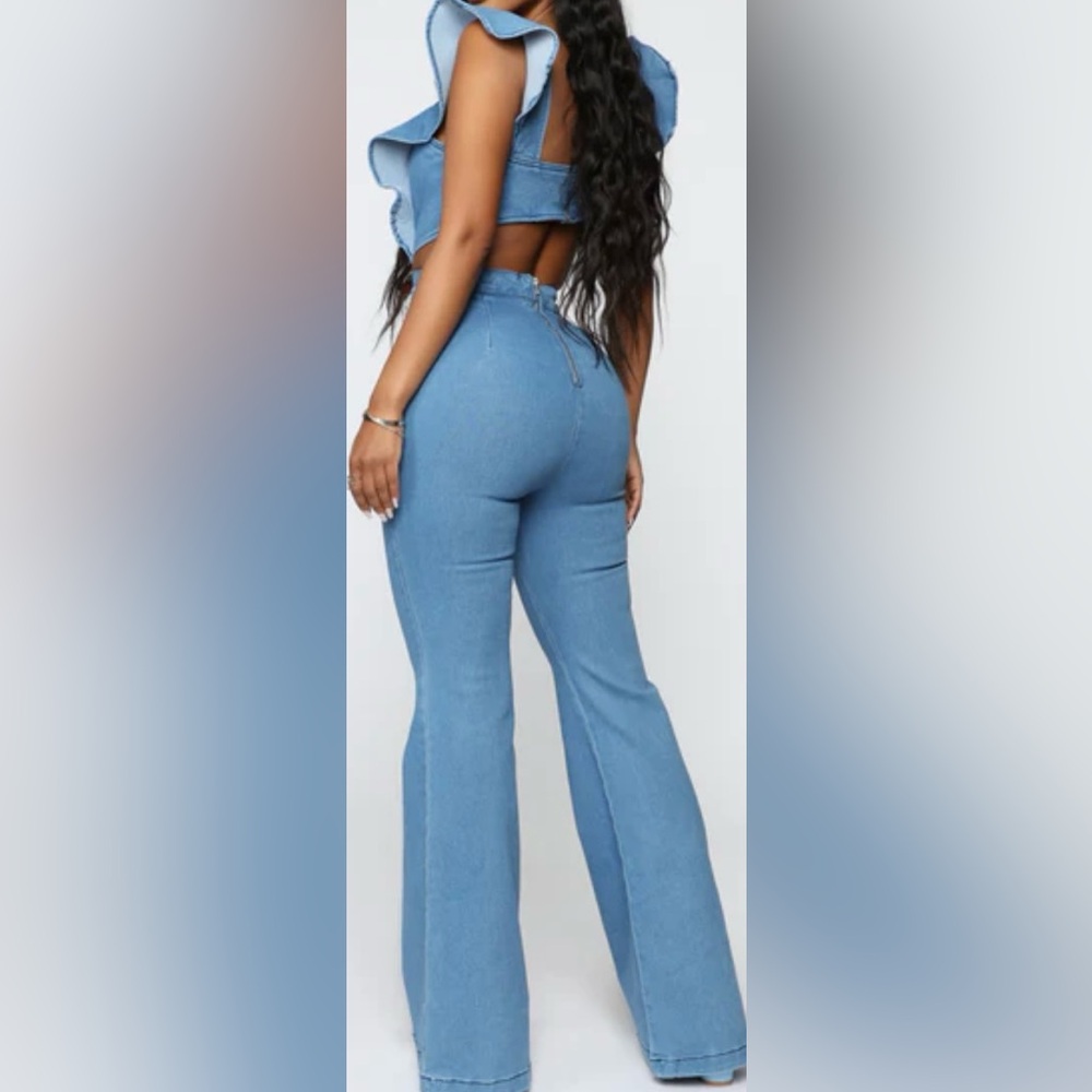 Fashion Nova Light Blue Denim Jumpsuit - Picture 5 of 5